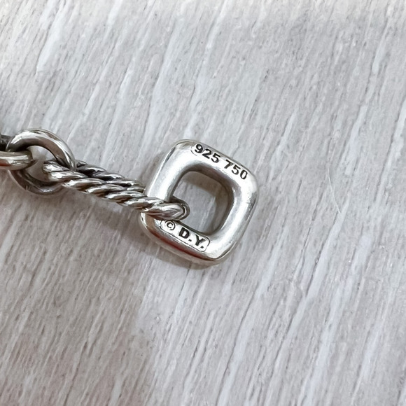 David Yurman 925 Sterling Silver 18K Yellow Gold Heart Pendant Figaro Necklace - Picture 6 of 7